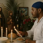 servidor e hijo de misterio con altar de 21 division.