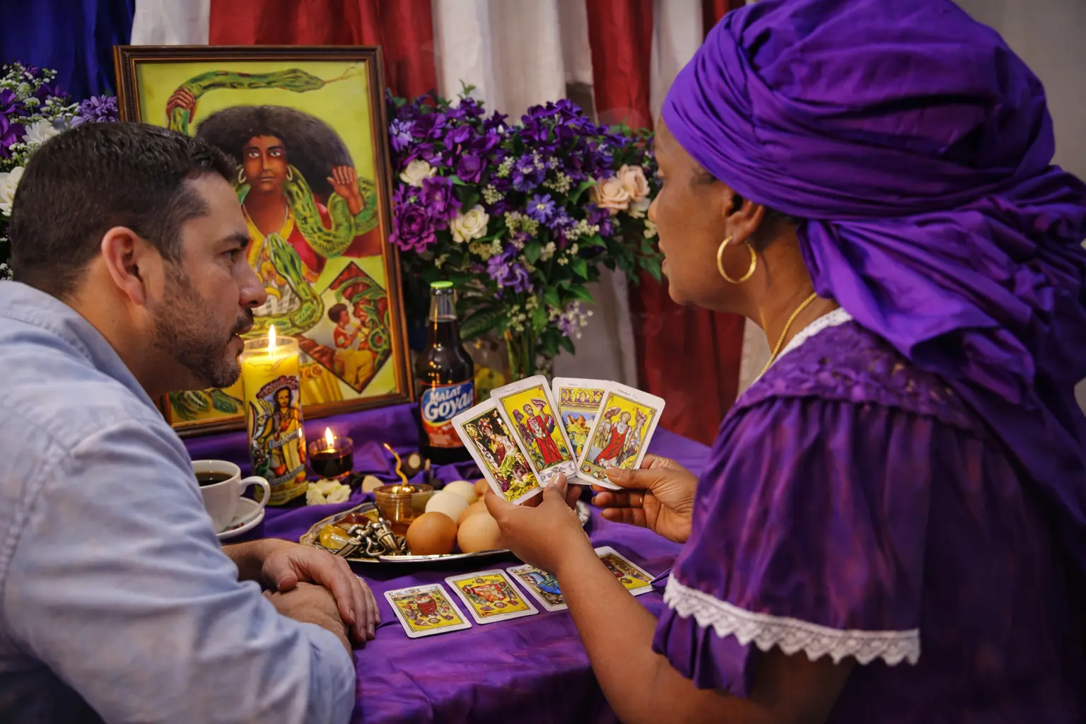 Consulta espiritual con el Tarot de las 21 Divisiones y presencia de Santa Marta La Dominadora