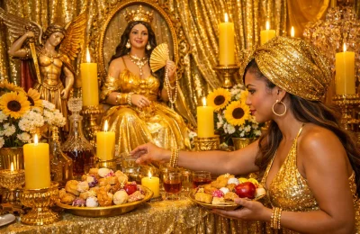 Image of child of Anaisa Pye placing offerings.