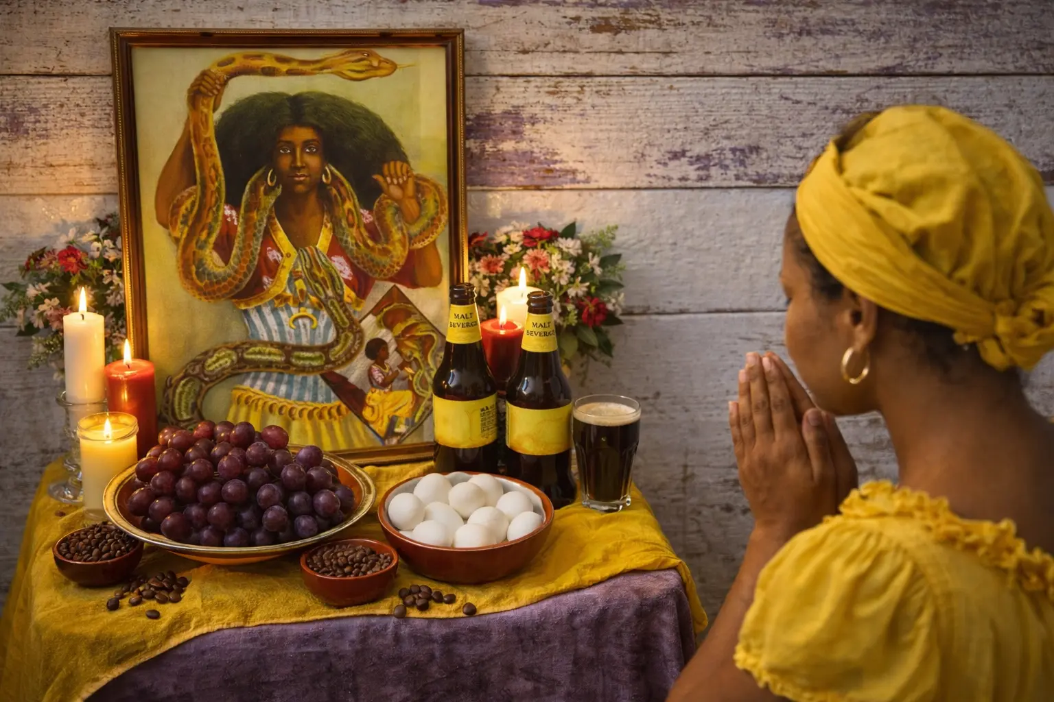 Devotional candles honoring Santa Marta candles and spiritual offerings dedicated to Santa Marta spirit