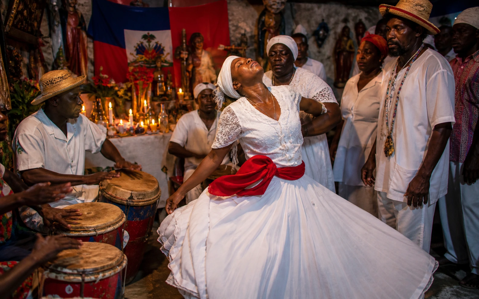 Haitian Vodou Ceremony Haitian Vodou ceremony with drumming and spirit possession