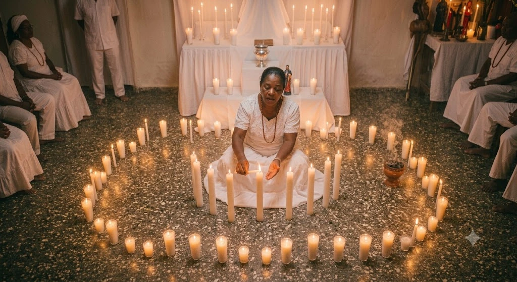 Velacion Espiritual: Que Es, Precio y Como Solicitarla 2 Preparación de un altar para una velación espiritual con ofrendas y velas