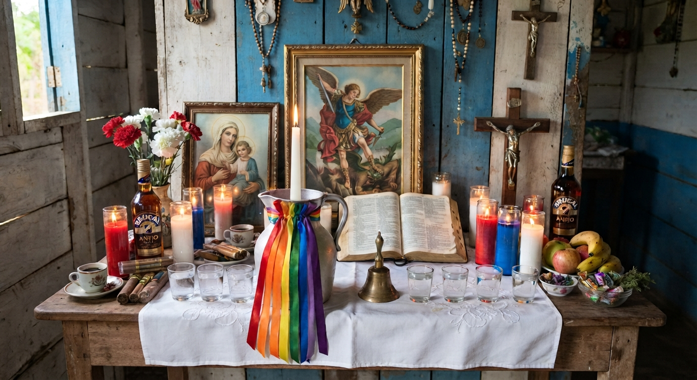 Altar dedicated to Belié Belcán and Saint Michael the Archangel Altar dedicated to Belié Belcán syncretized with Saint Michael the Archangel in the 21 Divisions tradition